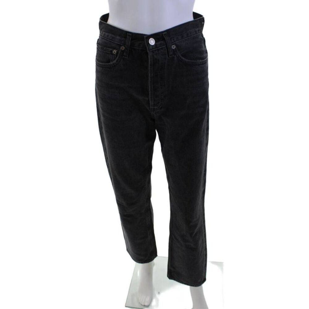 Agolde Unisex Cropped Straight Jeans Black Mid Rise Size 24